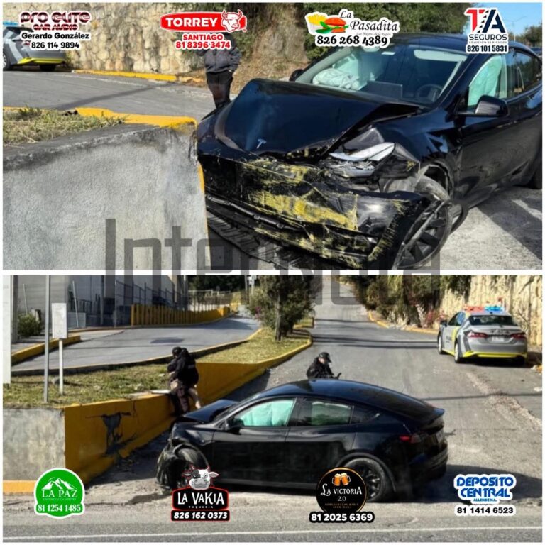TESLA SE IMPACTA CONTRA MURO DE CONTENCIÓN EN SANTIAGO